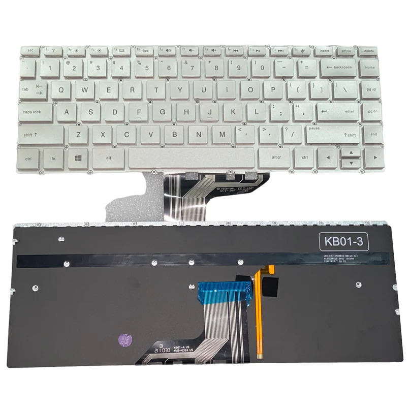 Laptop Keyboard Compatible for HP Spectre X360 13-AD 13-AC 15-BL Silver Colour with Backlight