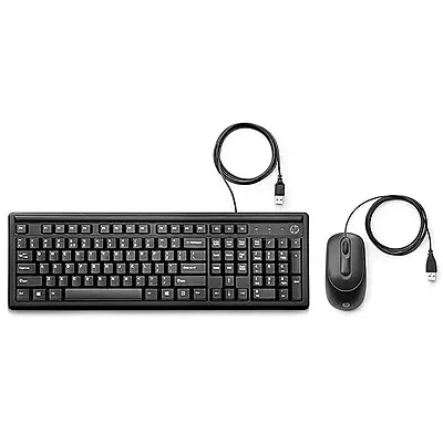 HP Wired Keyboard and Mouse KM160, Numeric Keypad, Full Range of 109 Keys , LED Indicators,1000 Dpi Optical Sensor, Adjutsable Height, Black