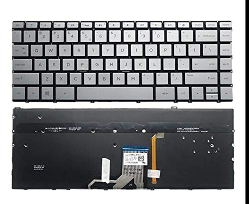 Laptop Keyboard Compatible For HP x360 13-D 13-AC000 13-AC033DX 13-AC040CA Backlit Silver