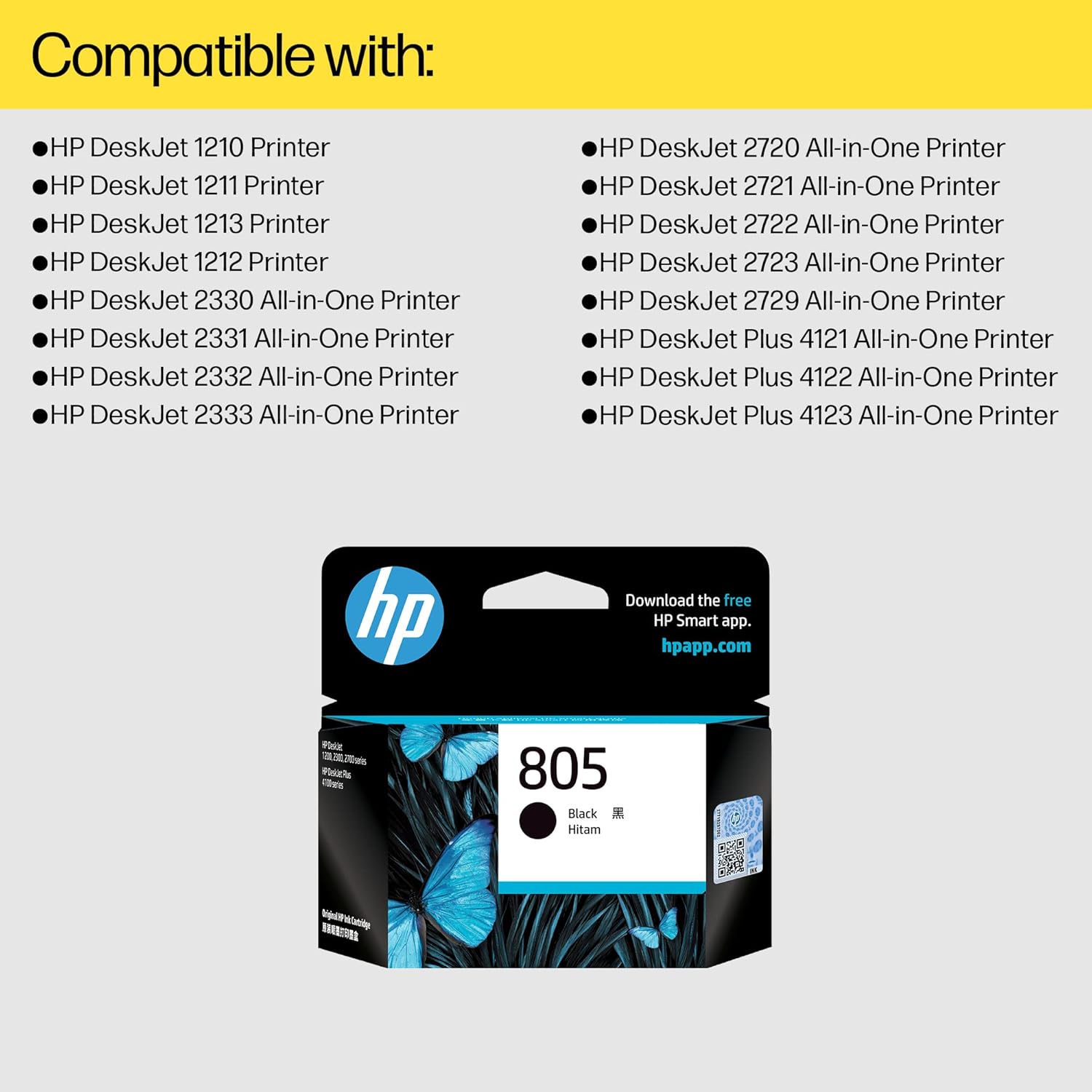 HP 805 Ink Cartridge Original Ink Cartridge for HW-HP DeskJet 2720 AiO Printer, HP DeskJet 2721 AiO Printer