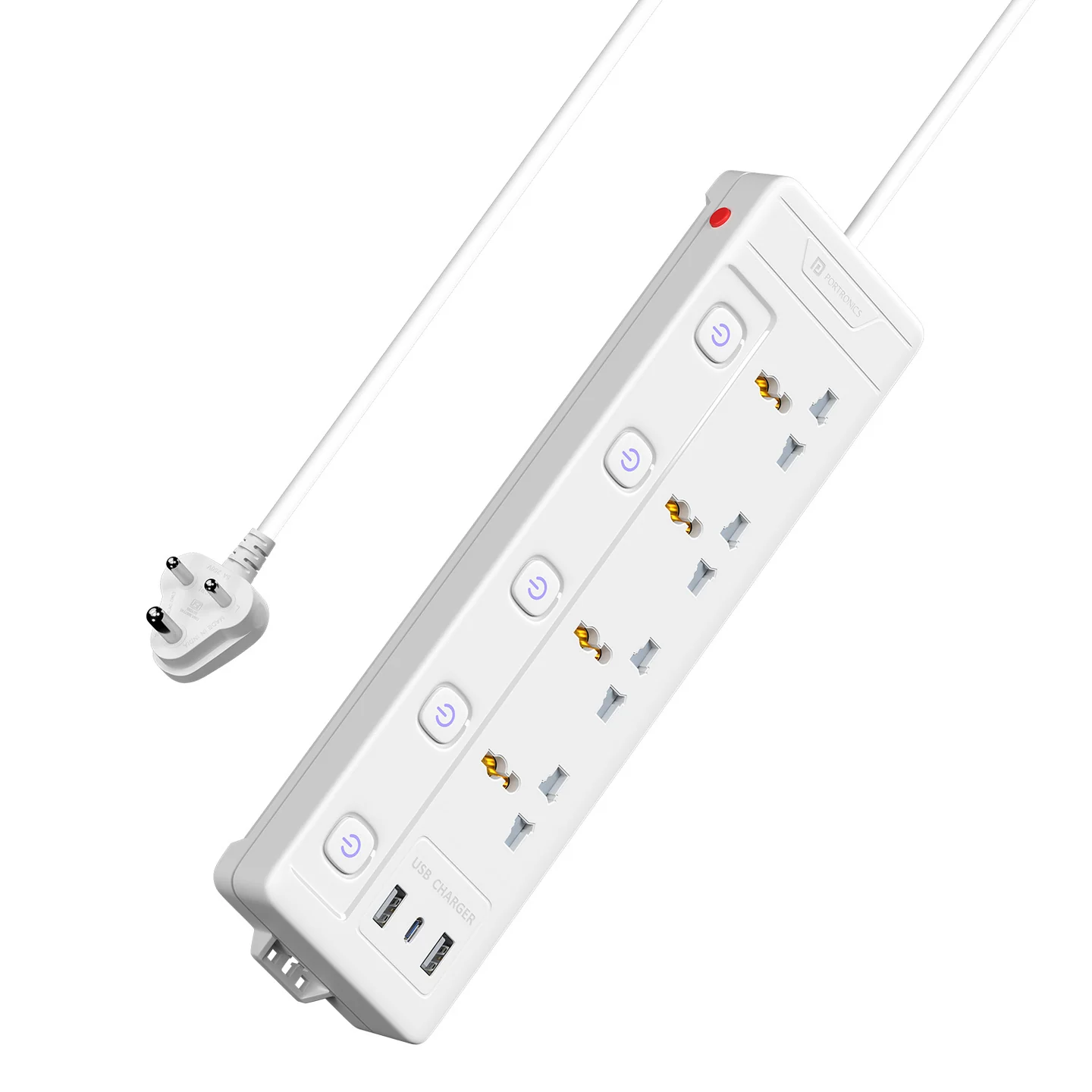 Portronics Power Plate 19 Extension Board with 4 Universal Power Sockets ( WHITE)