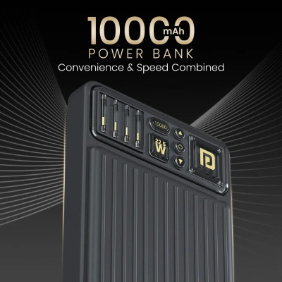 Portronics Luxcell Bind Mini 10k 10000mAh Nano Powerbank with 22.5W Fast Charging, in-Built Type C PD(Input & Output) /8 Pin Cable, LED Indicator, USB-A Mach Output, Compatible with Smartphones