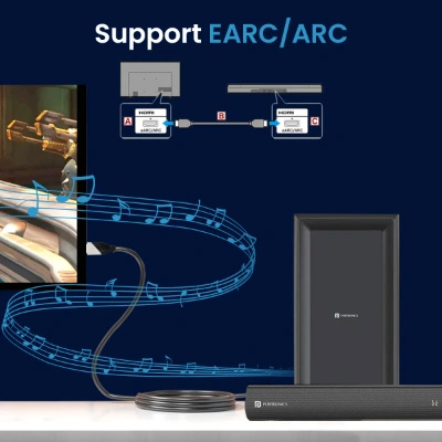 Portronics Konnect Sync 4K@60Hz HDMI to HDMI Cable, Support eARC and Compatible with Smart HDTV, Laptop, Monitor, Projector, eARC enable Soundbar