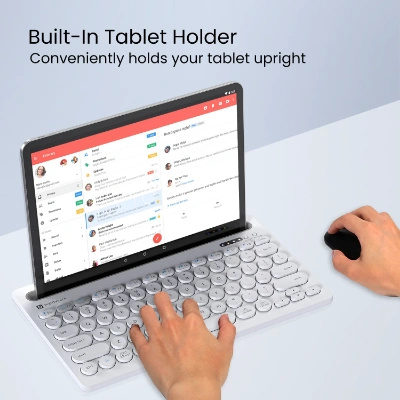 Portronics Bubble Dock Wireless Keyboard with Tablet Holder, Multi-Device Pairing, Rechargeable Battery,Dual Connectivity(2.4 GHz RF & Bluetooth 5.3v)