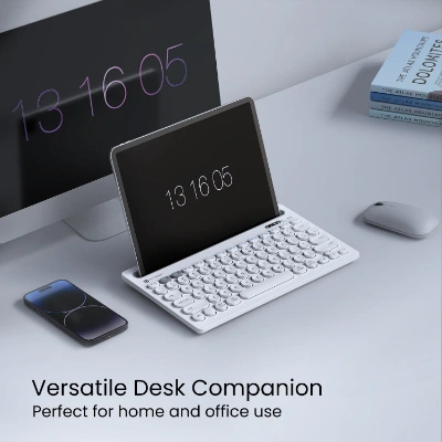 Portronics Bubble Dock Wireless Keyboard with Tablet Holder, Multi-Device Pairing, Rechargeable Battery,Dual Connectivity(2.4 GHz RF & Bluetooth 5.3v)