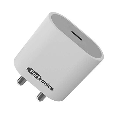 Portronics Adapto 20 Type C 20W Fast PD/Type C Fast Charging Adapter (White)