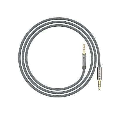 Portronics Konnect Aux 7 3.5mm Male to Male Aux Cable with 2 Meter Cable Length, 24K Gold-Plated Connectors with Strong Nylon Braided Cable(Grey)