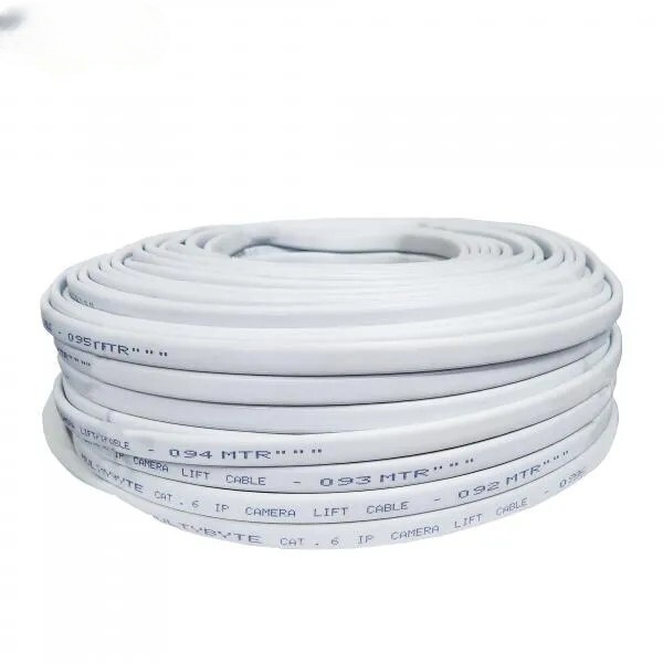 Cat 6 Cable, Lift Cable, Flat CCTV Cable for Lift , Durable and High Strength CCTV Cable for Elevator Systems -90M (Coil Pack)