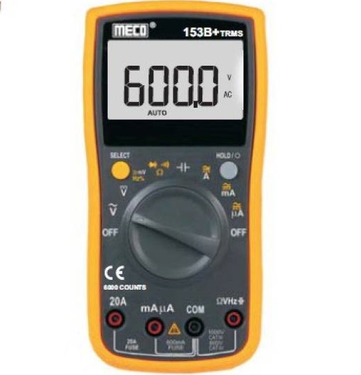 Meco 153B+ TRMS Autoranging Digital Multimeter 750V 20A 3-5/6 Digits