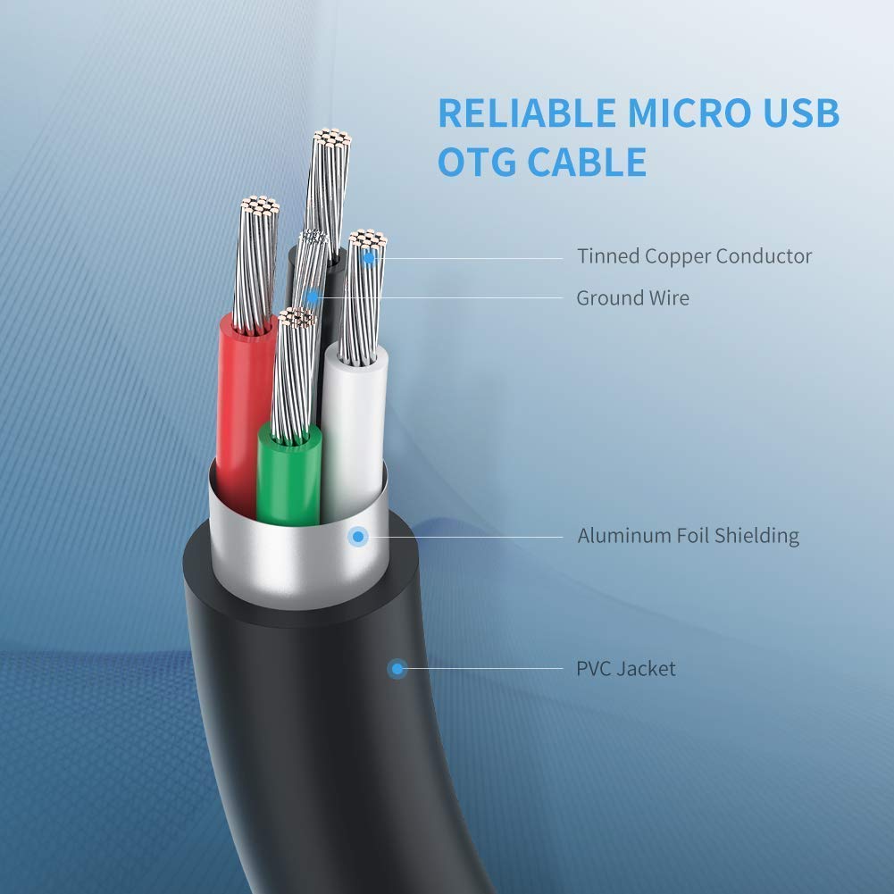 USB OTG Cable, Adapter, Connector, Fast Charging, Data Transfer, Compatible with Laptops, Tablets, Smartphone and Chargers