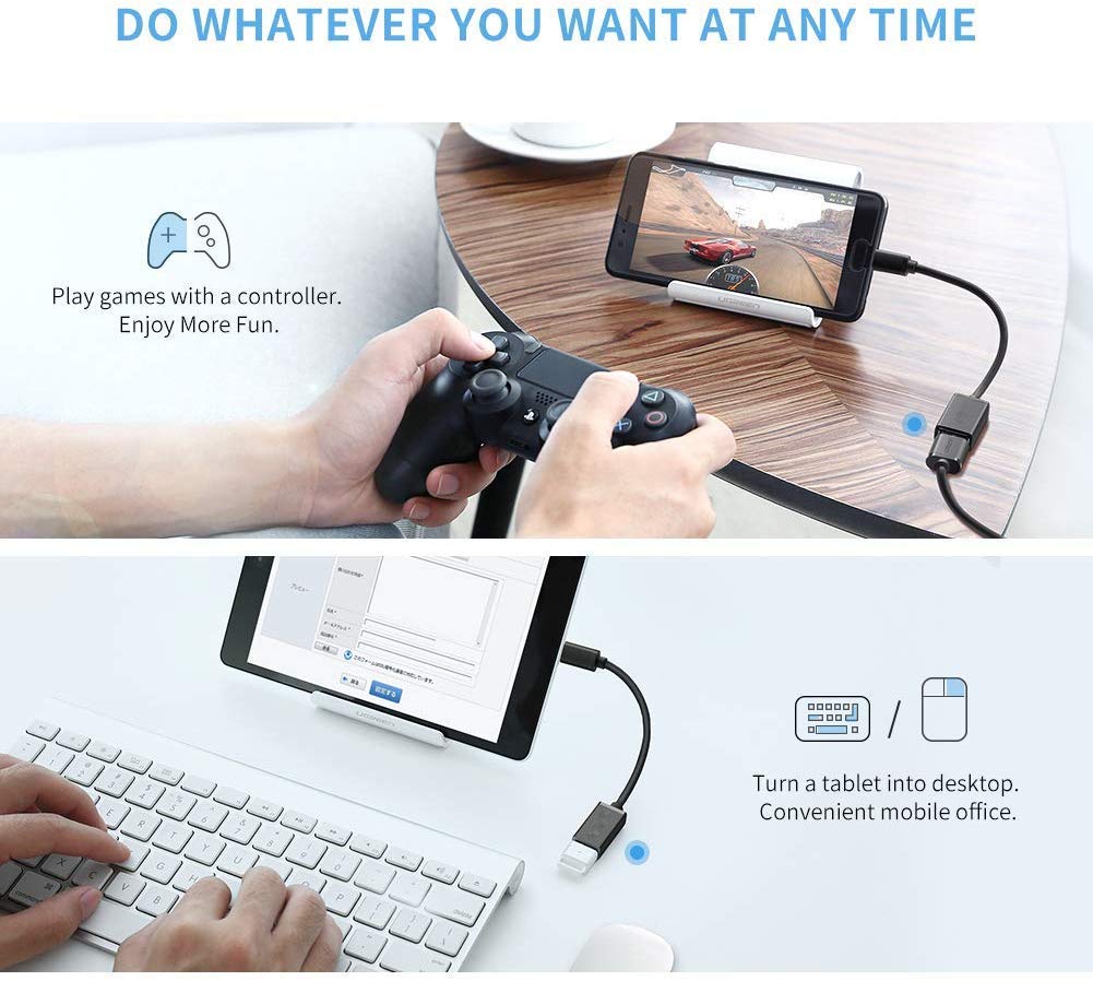 USB OTG Cable, Adapter, Connector, Fast Charging, Data Transfer, Compatible with Laptops, Tablets, Smartphone and Chargers