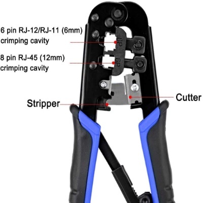 Dual Modular Crimping Tool For Network Cable Cutting Stripping/ Crimping for RJ11 8P/6P/4P /CAT5/CAT5e/CAT6/CAT6A Cables