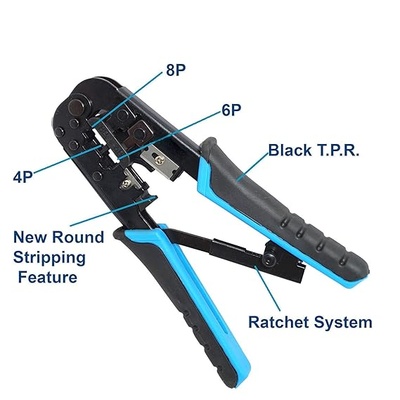 Dual Modular Crimping Tool For Network Cable Cutting Stripping/ Crimping for RJ11 8P/6P/4P /CAT5/CAT5e/CAT6/CAT6A Cables