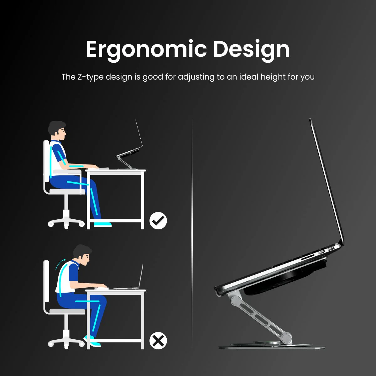 My Buddy Spinlight Laptop Stand with Cooling Fan,(Silver)