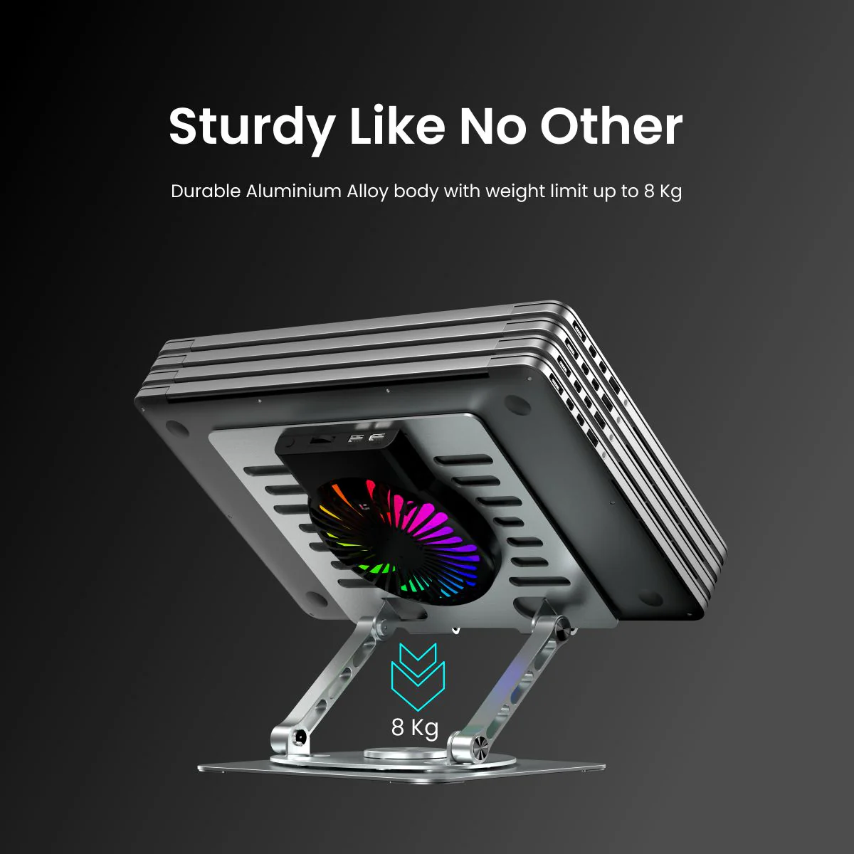 My Buddy Spinlight Laptop Stand with Cooling Fan,(Silver)