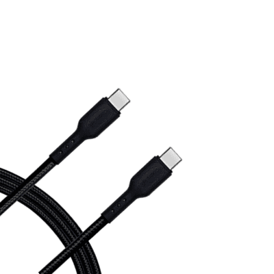 Champion Type-C to Type C 35W Braided Data Sync & Charging Cable for all Android & Type-C Devices (Black) - 1 Meter