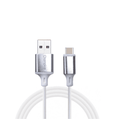 Champion Type-C PVC Silver Metal 3 Amp 1 Mtr Data Cable Series I (White)