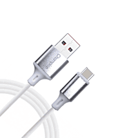 Champion Type-C PVC Silver Metal 3 Amp 1 Mtr Data Cable Series I (White)