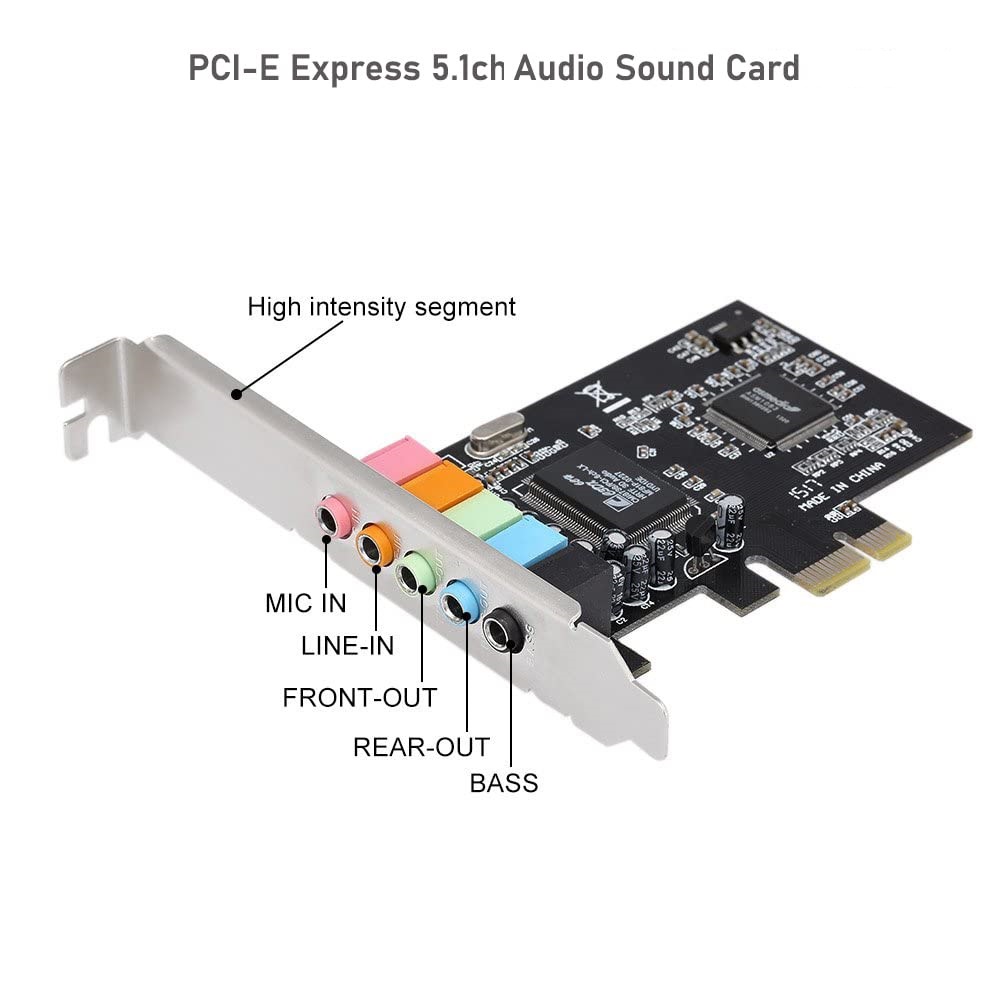 PCI-E PCI Express 5.1 Channel Sound Card for PC Windows 10 with Low Profile Bracket, 3D Stereo