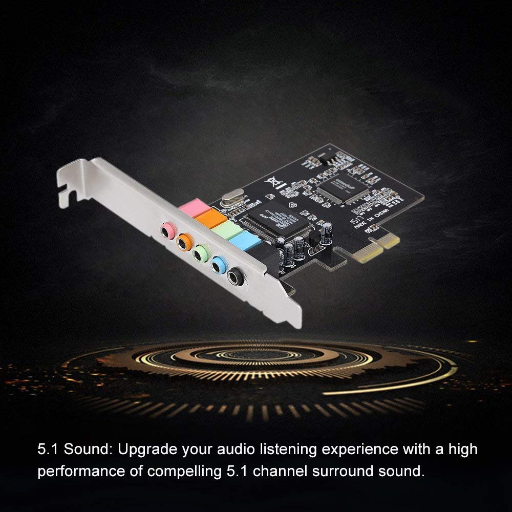 PCI-E PCI Express 5.1 Channel Sound Card for PC Windows 10 with Low Profile Bracket, 3D Stereo