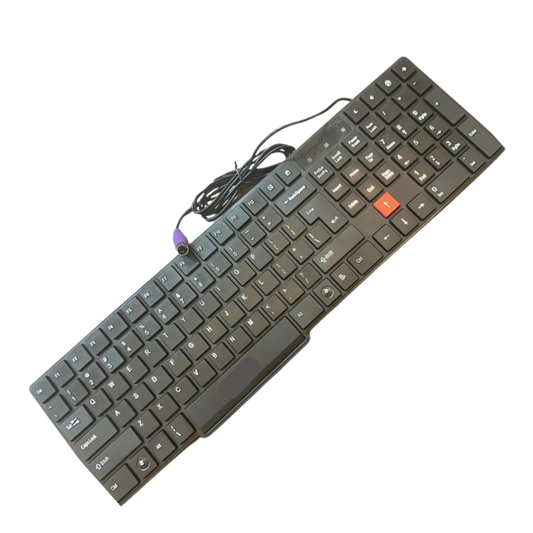 PS2 Wired Keyboard AD-510 – 104 Keys, Spill-Resistant, Plug & Play, Compatible with Windows, iOS, Linux