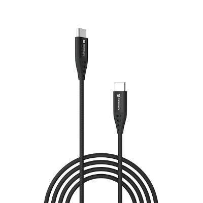 Portronics Konnect C1 60W PD Type C to Type C Data & Charging Cable with 1M Cable Length, Nylon Braided, Metal Heads(Black)