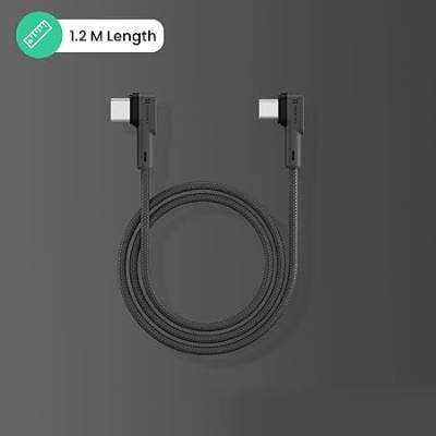 Portronics Konnect L 60W PD Type C to Type C Mobile Charging Cable, 1.2M, Fast Data Sync, Tangle Resistant, TPE+Nylon Braided(Grey)