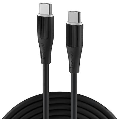 Portronics Silklink 60W PD Type-C to Type C Fast charging Cable for Type C Smartphone and Devices,Premium Silicon Cable, 1M(Black)