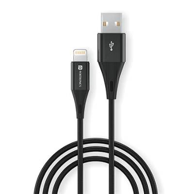 Portronics Konnect B+ 8 Pin Usb Cable 3.0 Amp Output with Charge & Data Sync with 1m (Black)