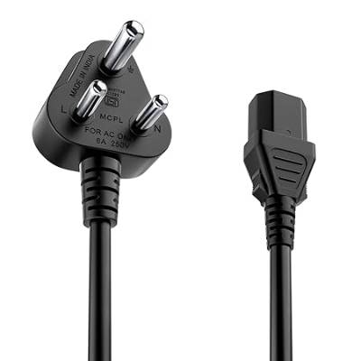 Portronics Konnect G4 350W Desktop Power Cable, 3 Pin Type Connector, 350W Max Load Capacity, 1.2M Length(Black)