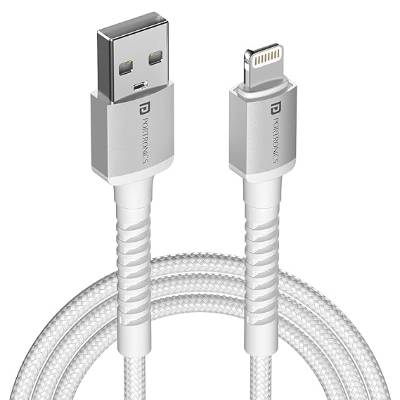 Portronics Konnect X 3A Unbreakable Nylon Braided USB to 8 Pin Fast Charging Cable 2M Long, Supports All 8 Pin & Lightning Devices