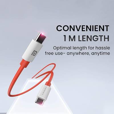 Portronics Konnect Dash Max 65W Type C to Type C Fast Charging PD Cable with 480Mbps Data Sync,1M Length Compatible with iPhone 15 series, Type C Smartphones, iPad, MacBook & Other Type C devices(Red