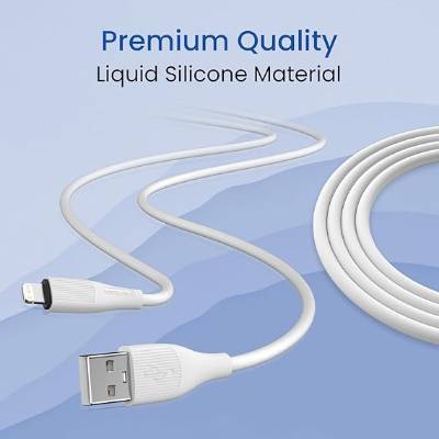 Portronics Silklink 3A USB to 8 Pin Fast charging Cable for Lightning Devices,Premium Silicon Cable, 1M (White)