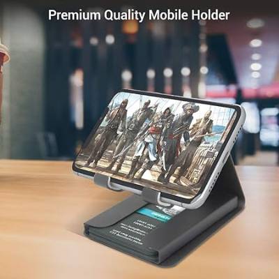 Portronics Modesk Plus POR-1196 Universal Mobile Phone Stand with Card Holder (Black)