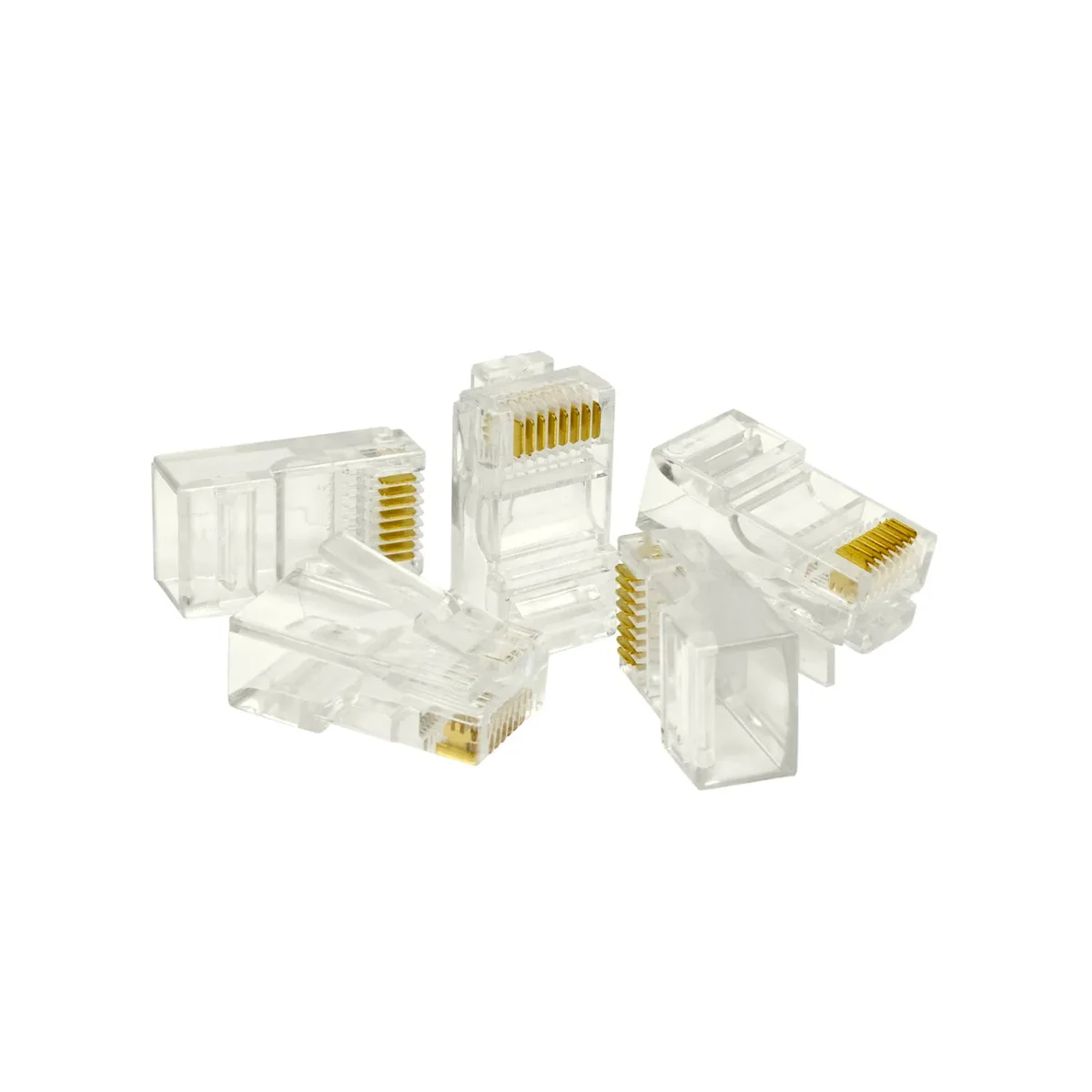 RJ45 Cat6 Pass-Through Ethernet Connectors - Compatible with Cat5, Cat5e, and Cat6 Cables, 8P8C Crimp Plugs for LAN and UTP Network