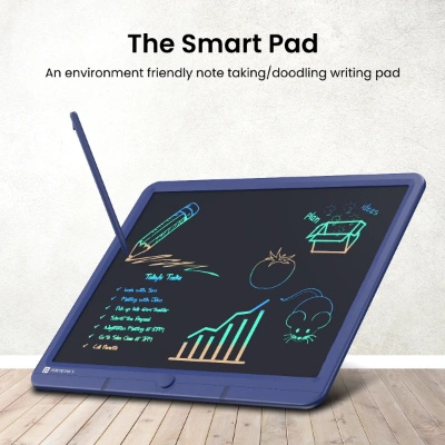 Portronics Ruffpad 15M 15Inch (38.1cm) Re-Writable Multicolor LCD Writing Pad with Smart Lock via Ruffpad app on your Smartphone (Blue)