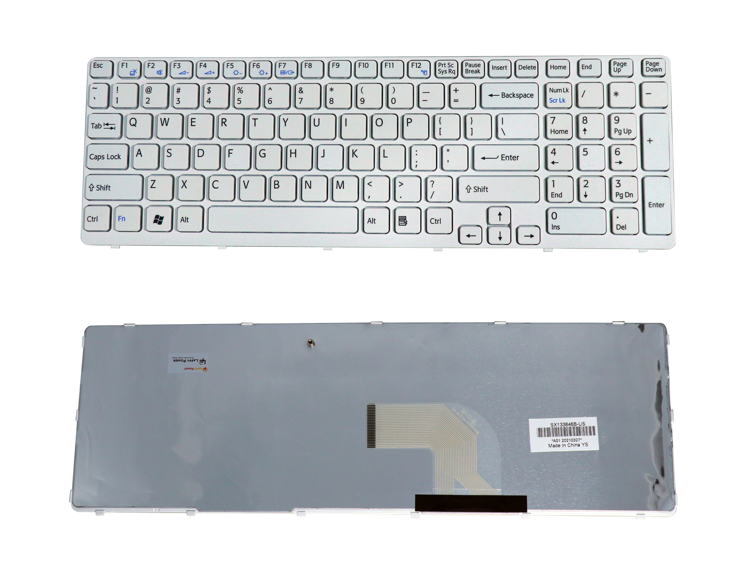 Laptop Keyboard for Sony Vaio SVE15 Series (White)