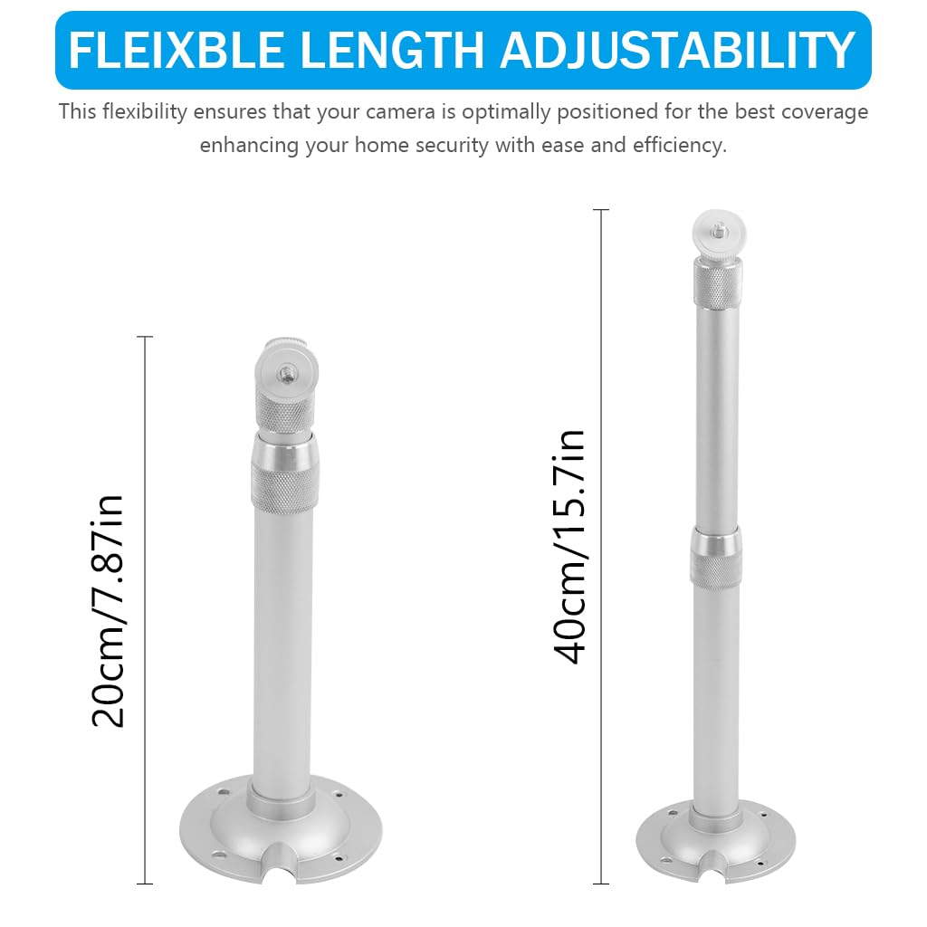 Security Camera Mount Bracelet, (39.8 - 19.8)cm 7.8-15.7 Inches Telescopic Wall Mount, Aluminum Alloy Dome Camera Mount, Bracket for CCTV Security Camera/IP Camera