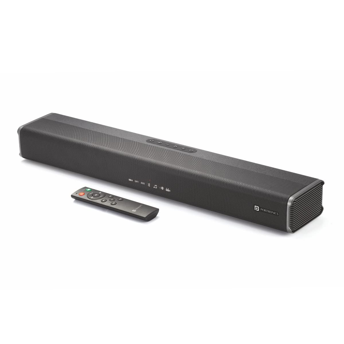 Portronics SOUND SLICK 5 80W Powerful Wireless Soundbar with Remote. Supports USB Flash Drive, Aux In, Optical Input Port (Black)