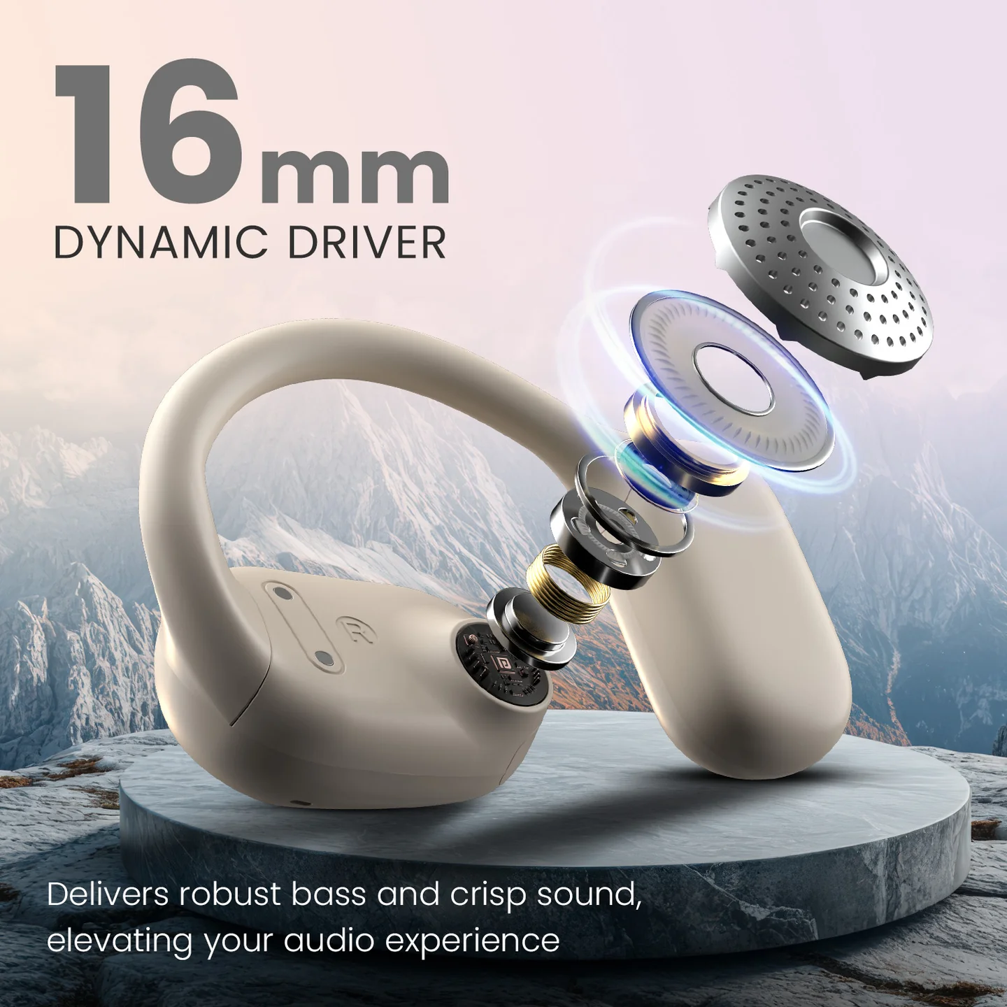 Portronics Harmonics Twins 30 Over-Ear Smart Wireless Earbuds Lightweight (Beige)