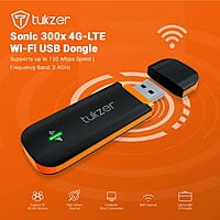 Tukzer 300x 4G LTE Wireless USB Dongle Stick with All SIM Network Support | Plug & Play Data Card with up to 150Mbps Data Speed (Black)