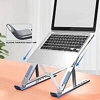 Laptop Stand with Metal Frame, Adjustable Height, Foldable, OverHeating Protection for Laptops & MacBooks (Grey)