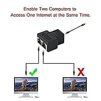 RJ45 Splitter Connectors Adapter 1X2 Ethernet Splitter Coupler Double Socket Hub Interface For Personal Computer, Laptop (Black)