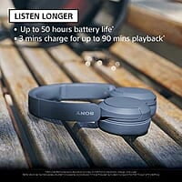 Sony WH-CH520, Wireless On-Ear Bluetooth Headphones with Mic, Upto 50 Hours Playtime Support for Mobile Phones