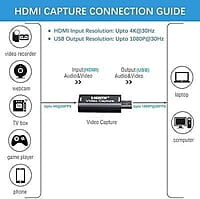 4K HDMI Video Capture Card, Game Capture Card, Cam Link Card, Video Capture Device HDMI to USB 2.0 for Gaming, Streaming (Black)