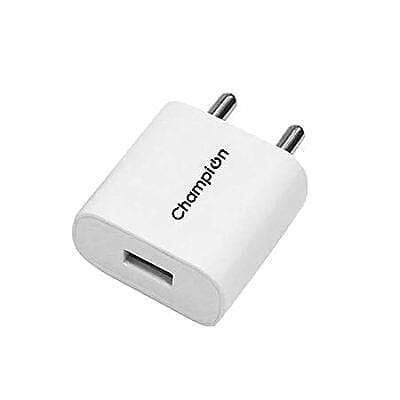 Champion 12W 5V/2.4A DC Single USB Port Mobile Charger | Wall Adapter for Android & USB Devices (White)