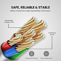 Portronics Konnect A Type-C Cable with 3A Rapid Charging & 480mbps Data Transmission,1M Cord Length (White)