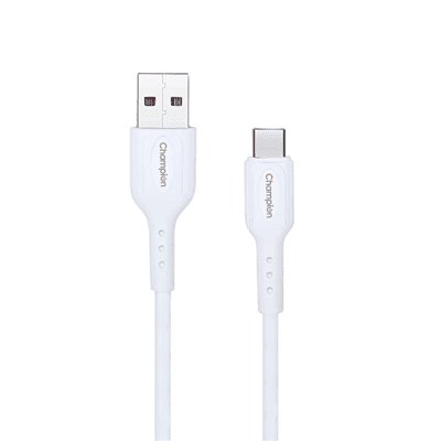 Champion USB to Type-C 2.4Amp Charging Cable PVC 30 CM for all Android & USB Type-C Devices - White