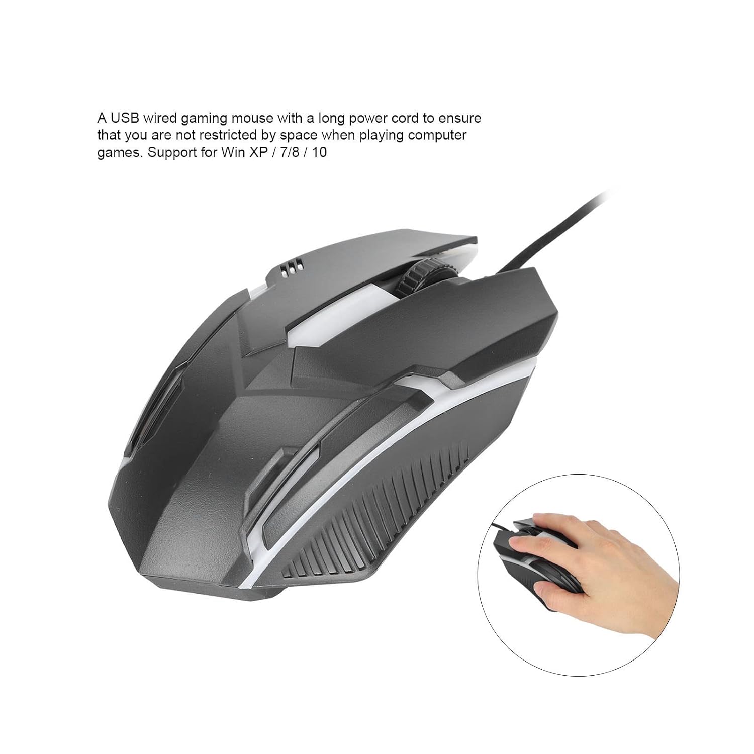 Wired Optical Gaming Mouse, 8000 DPI, With RGB Light Effect, Compatible with PC, Mac, Laptop, Desktop - Black