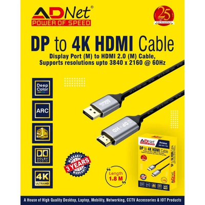 4K DP to HDMI Adapter Cable | DisplayPort Male to HDMI HD Male Connector